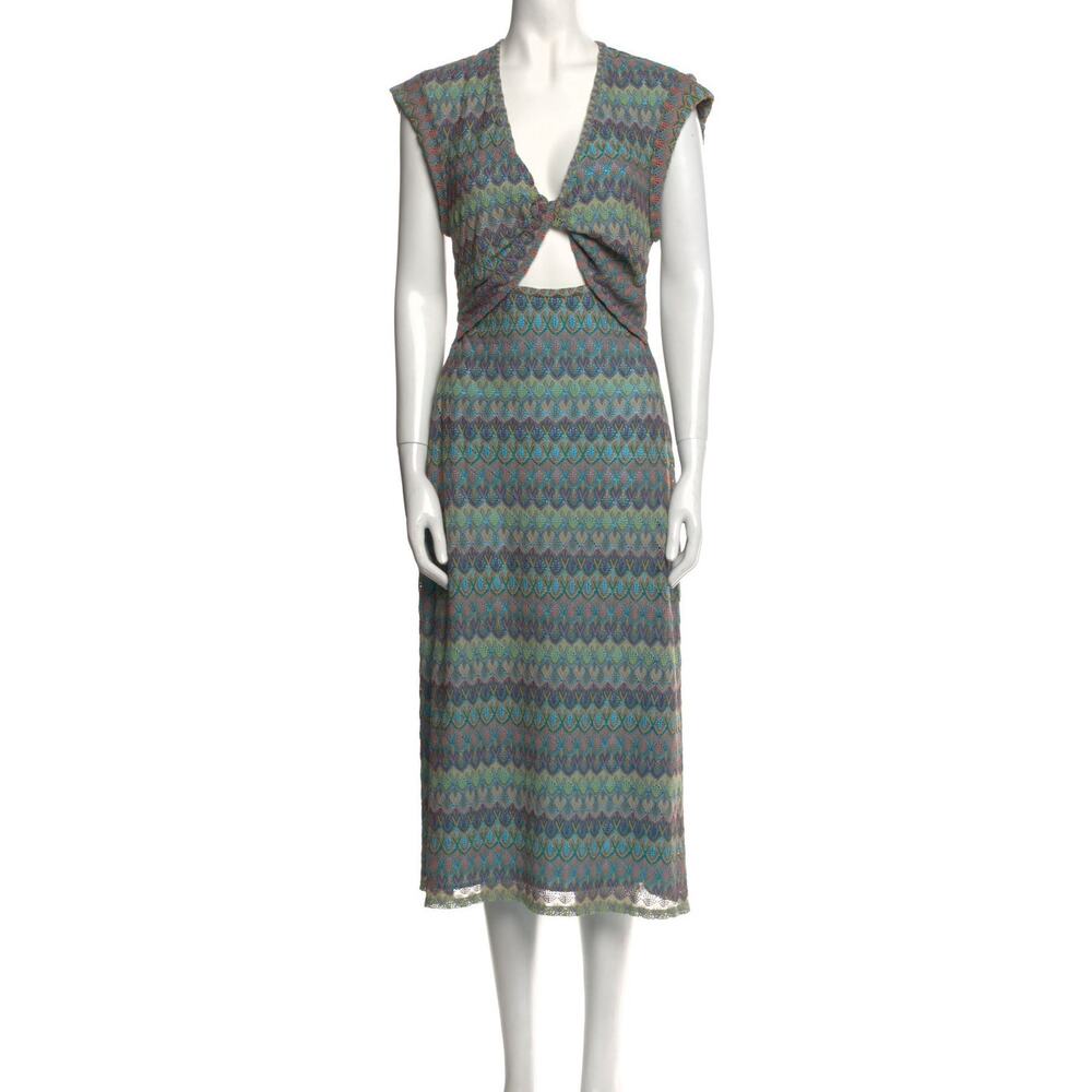 10 Crosby Derek Lam Teal and Purple Knit Midi Dress